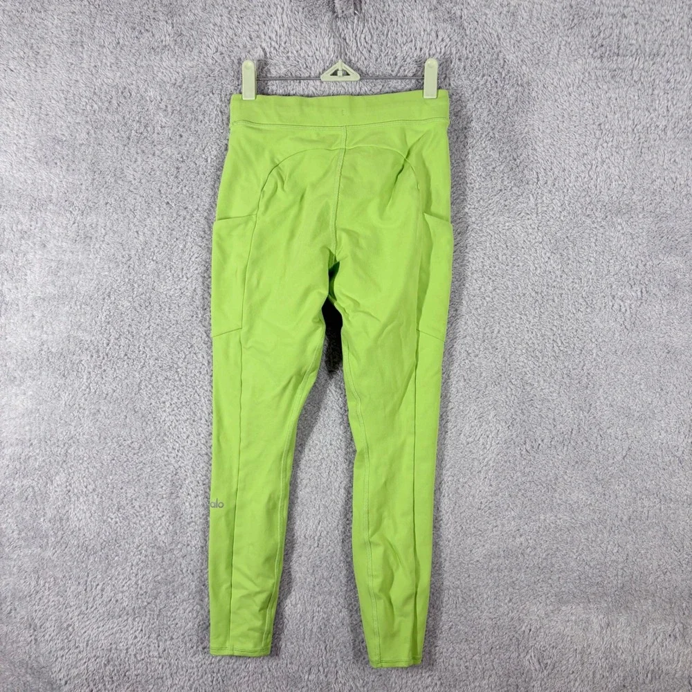 Alo Yoga 7/8 High-Waist Checkpoint Legging Size S Green Apple Pockets Drawstring